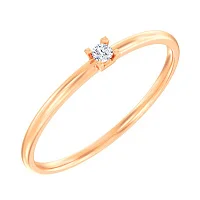 Каблучка з червоного золота з фіанітом - 1513815