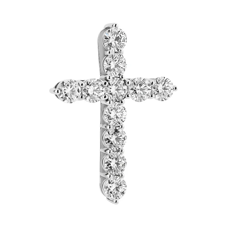 Крестик декоративный из белого золота с брилиантами - 2124623