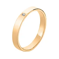 Обручальное кольцо в красном золоте с бриллиантом - 1973418