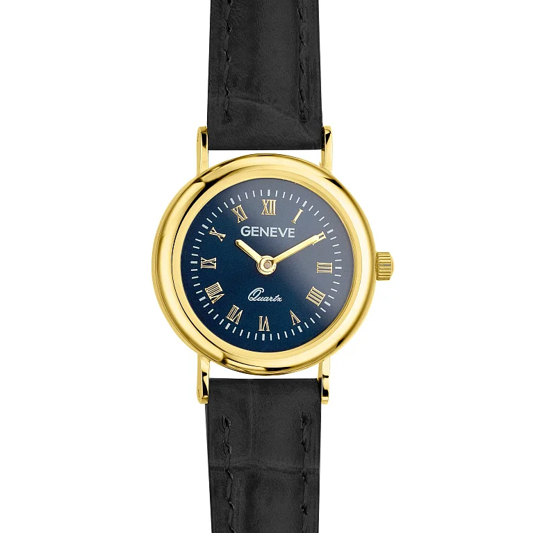 Часы наручные "Geneve" из лимонного золота с кожаным ремешком - 2181238