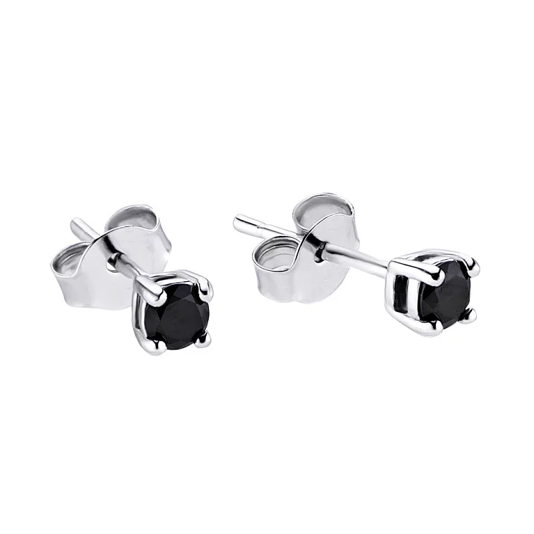 Сережки-гвоздики с фианитом из серебра. Артикул 7518/247/3ч: цена, отзывы, фото – купить в интернет-магазине AURUM