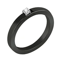 Кольцо керамическое со вставкой из белого золота и бриллиантом - 2111786