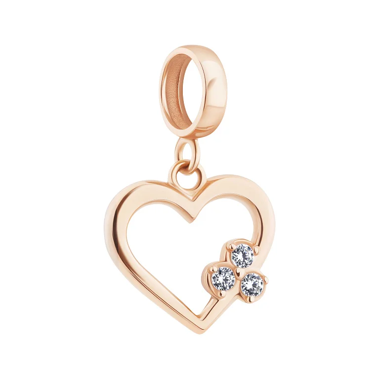 Подвес "Сердце" из красного золота с фианитами - 2135900