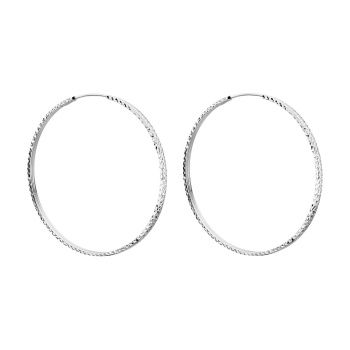 Серьги-кольца в белом золоте с алмазной гранью - 2276956