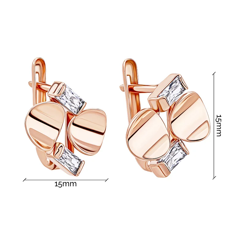 Серьги из красного золота "Геометрия" с фианитами - 2098256