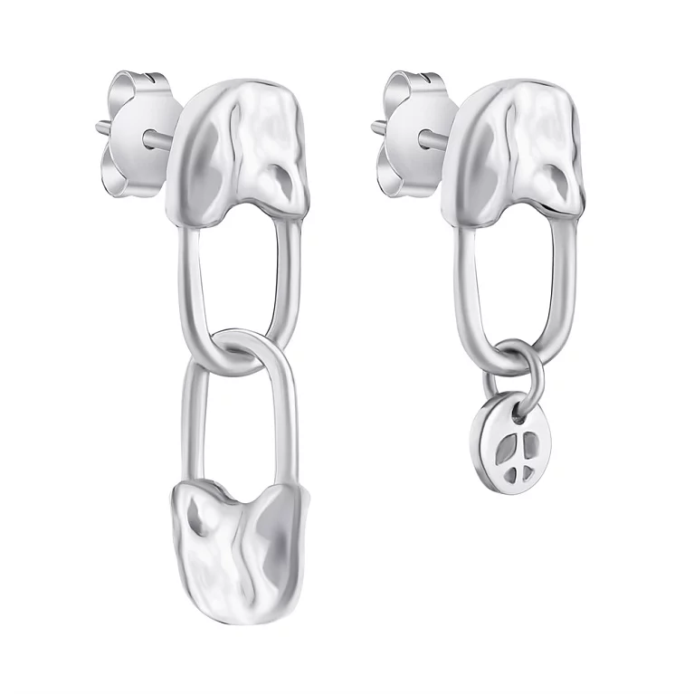 Срібні сережки-гвоздики з підвісками "Шпильки". Артикул 7518/6138: ціна, відгуки, фото – купити в інтернет-магазині AURUM