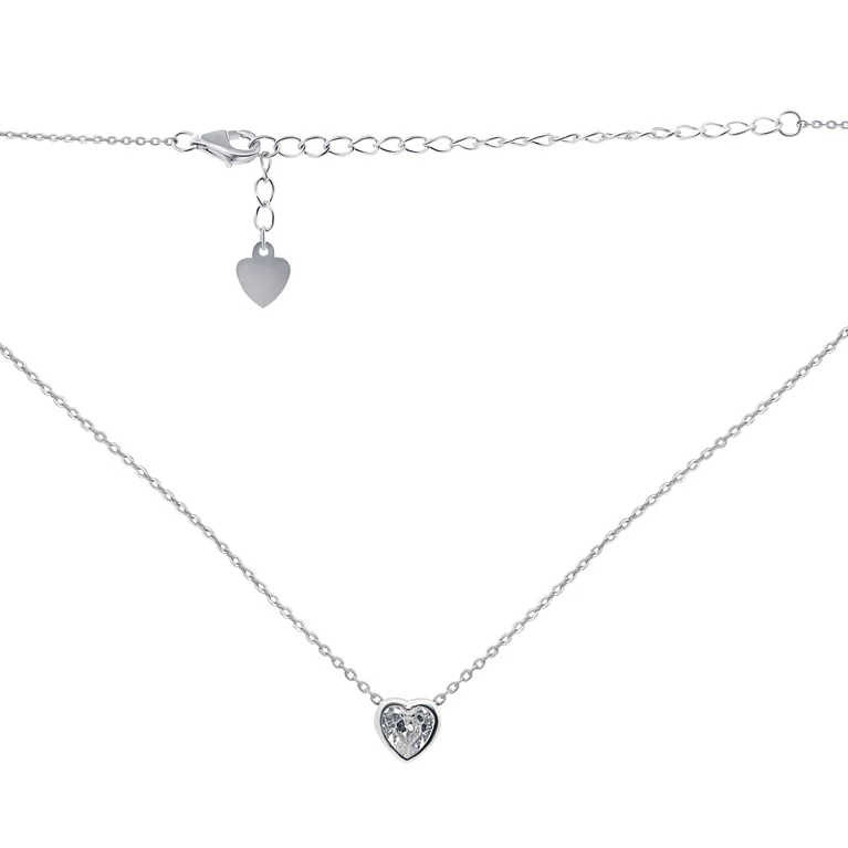 Колье Сердце из серебра с фианитом. Артикул 7507/560228б: цена, отзывы, фото – купить в интернет-магазине AURUM