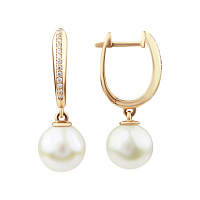 Золоті сережки з цирконієм і перлами. Артикул 2191552101: ціна, відгуки, фото – купити в інтернет-магазині AURUM