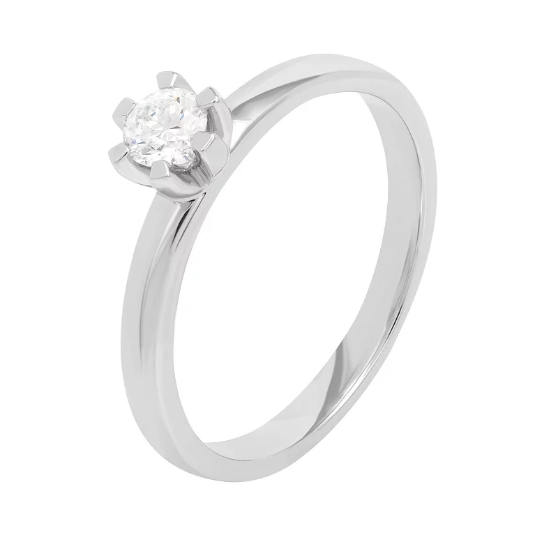 Каблучка для заручин у білому золоті з діамантом. Артикул К341336020б: ціна, відгуки, фото – купити в інтернет-магазині AURUM