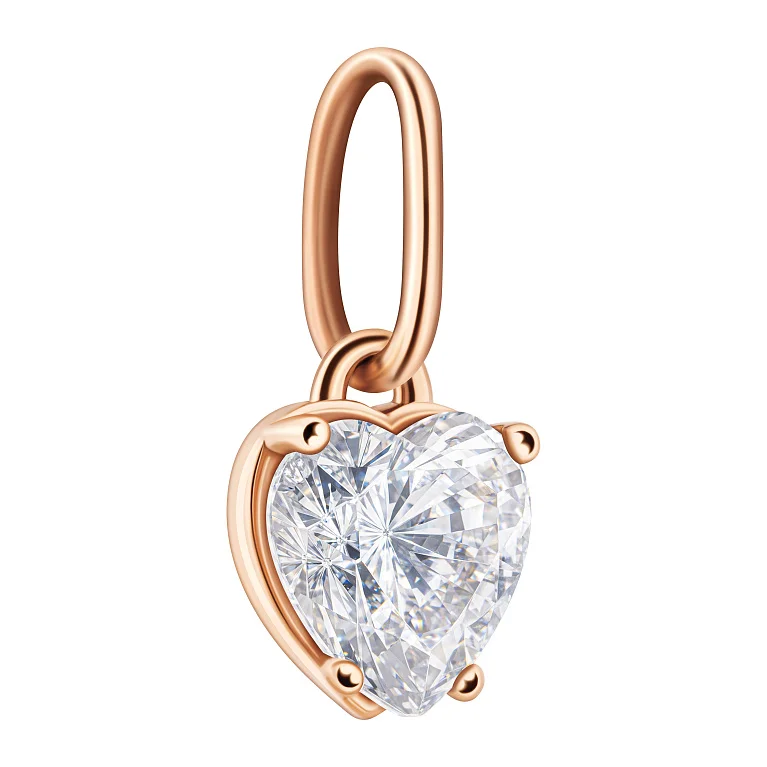 Підвіс "Серце" з червоного золота з фіанітом - 2196251