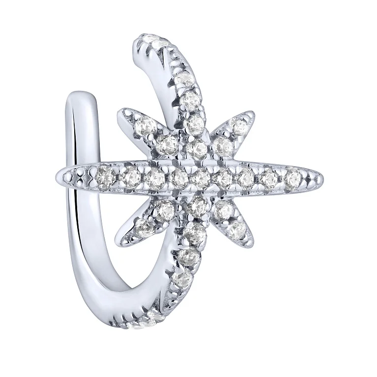 Серебряная каффа "Звезда" с фианитами - 2159698