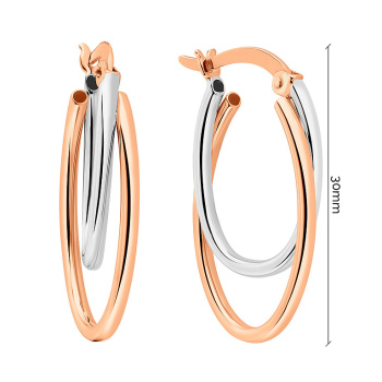 Сережки-кольца из комбинированного золота - 1095095