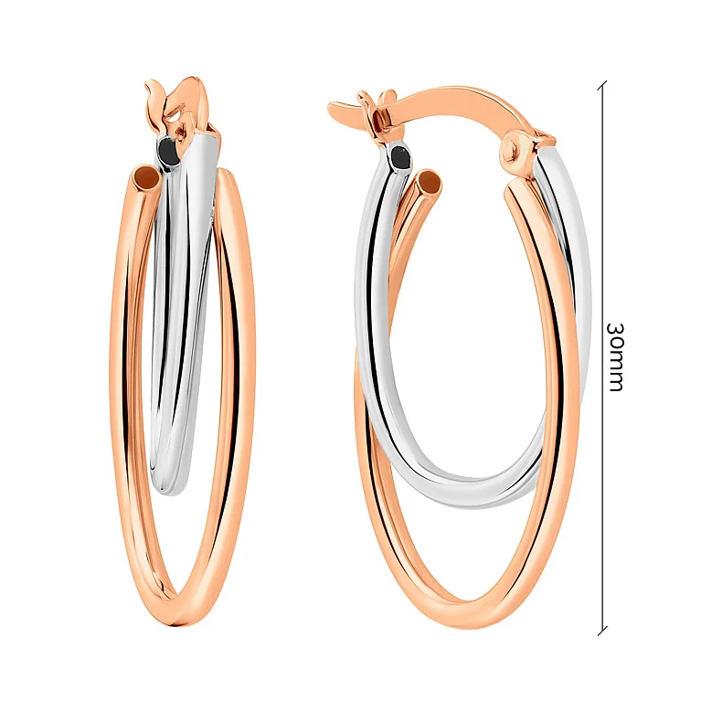 Сережки-кольца из комбинированного золота - 1095095