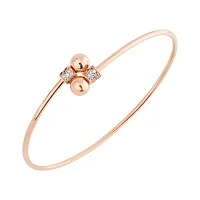 Жорсткий браслет у червоному золоті "Геометрія" з фіанітами - 2092635