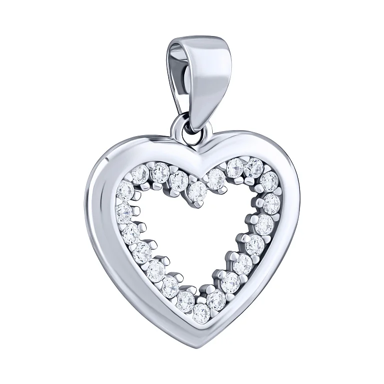 Срібний підвіс "Серце" з фіанітами - 2070465
