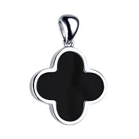 Серебряный подвес "Клевер" с ониксом - 2159731
