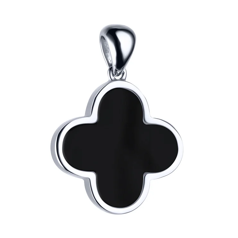 Срібний підвіс "Конюшина" з оніксом - 2159731