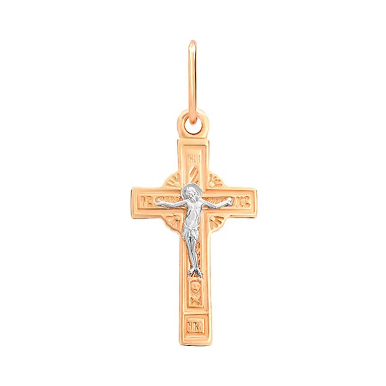 Крестик из комбинированого золота. Артикул 501591: цена, отзывы, фото – купить в интернет-магазине AURUM