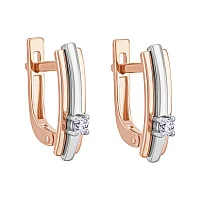 Сережки з діамантом у комбінованому золоті - 1872164