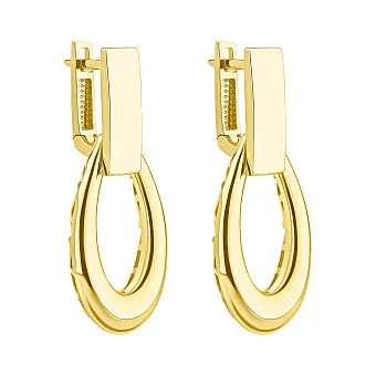 Сережки с подвесом в форме овала из желтого золота - 1856202