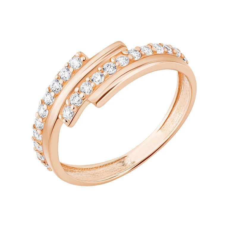 Каблучка з червоного золота з фіанітами - 2170263