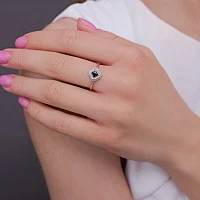 Кольцо из белого золота "Клевер" с бриллиантами и эмалью - 1987417