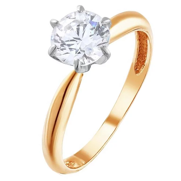 Золотое кольцо с фианитом. Артикул КД4006Sw: цена, отзывы, фото – купить в интернет-магазине AURUM