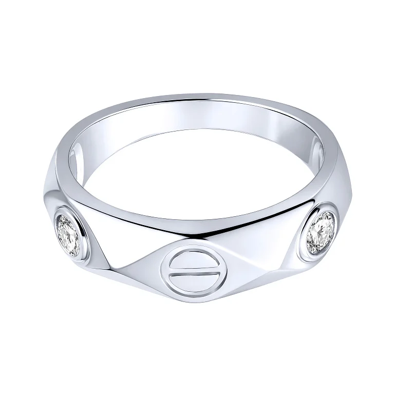 Серебряное кольцо "Love" с фианитами - 2216762