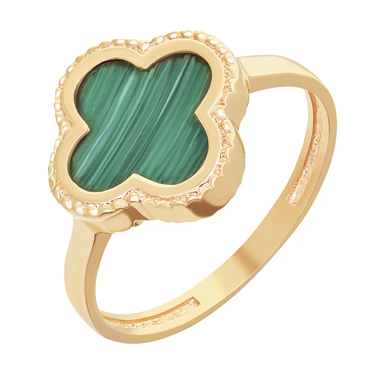 Золотое кольцо "Клевер" с малахитом. Артикул 213740501g: цена, отзывы, фото – купить в интернет-магазине AURUM