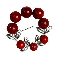 Серебряная брошка с кораллом "Калина" - 1454751