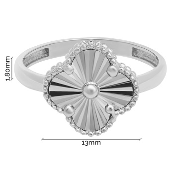 Каблучка "Конюшина" у білому золоті - 1952606