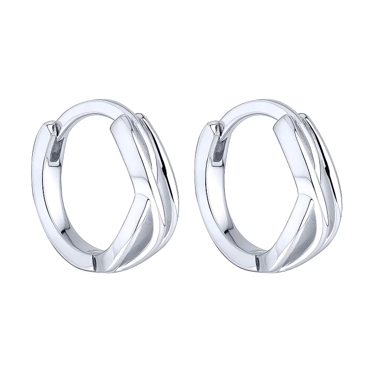 Серьги-кольца "Завитки" из серебра - 2125627