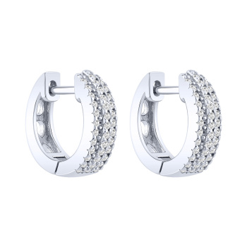 Сережки-кольца из серебра с фианитами  - 2249192
