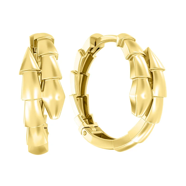 Сережки-кільця "Змія" лимонного золота - 2149616