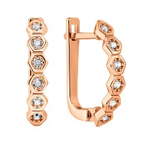 Серьги из красного золота с фианитами - 1504798
