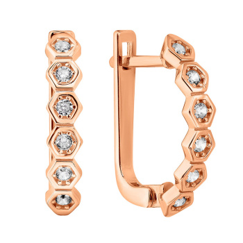 Серьги из красного золота с фианитами - 1504798