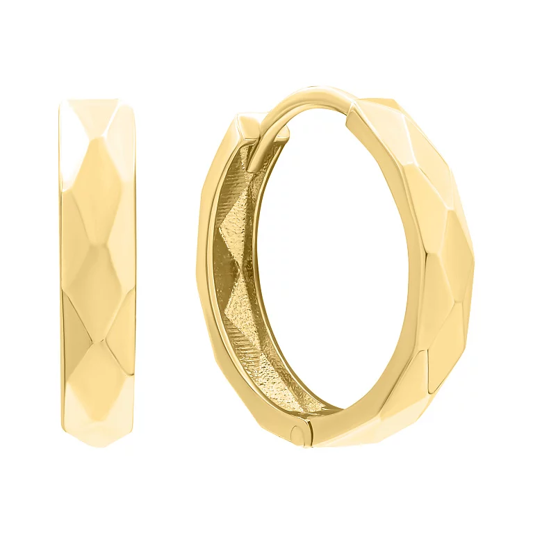 Золоті сережки-кільця з гранями. Артикул 205567903: ціна, відгуки, фото – купити в інтернет-магазині AURUM