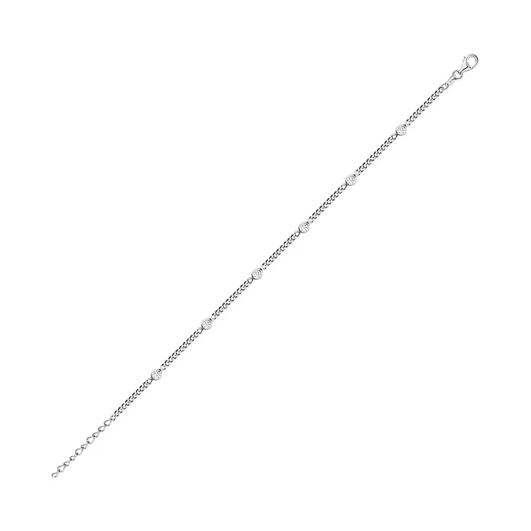 Срібний браслет з фіанітом Панцирне плетіння. Артикул 7509/3595: ціна, відгуки, фото – купити в інтернет-магазині AURUM
