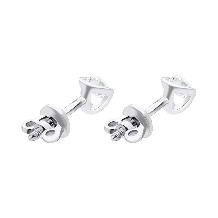 Серьги-гвоздики из серебра с фианитом - 1548667