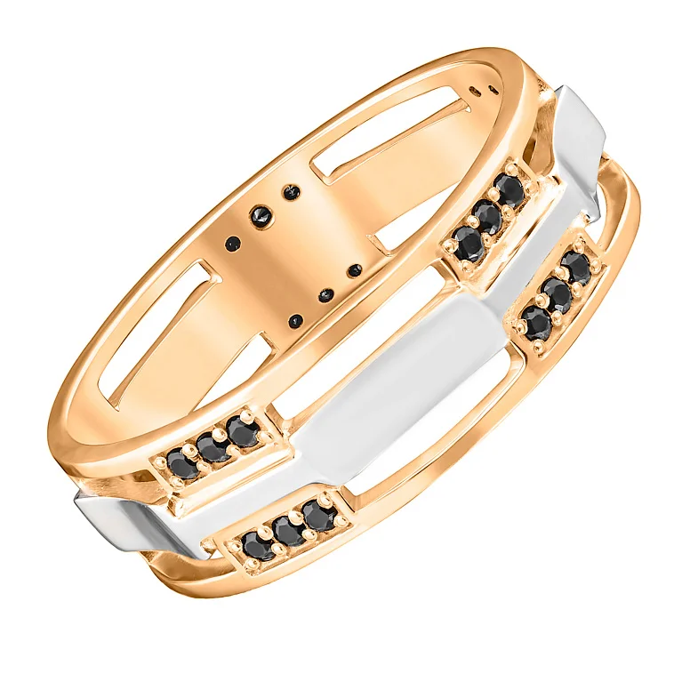 Печатка з комбінованого золота з фіанітами - 1506823