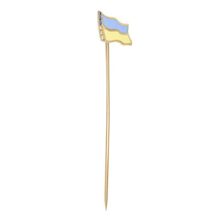 Значок з червоного золота з фіанітом і емаллю флаг "України". Артикул 6109528101/19: ціна, відгуки, фото – купити в інтернет-магазині AURUM