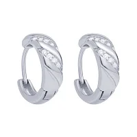 Серебряные серьги-кольца с фианитами - 1639801