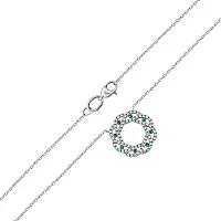 Кольє у білому золоті з підвісом "Коло" з діамантами, смарагдами та якірним плетінням - 1972515