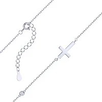 Серебряное колье "Крестик" с фианитом якорное плетение - 2081041