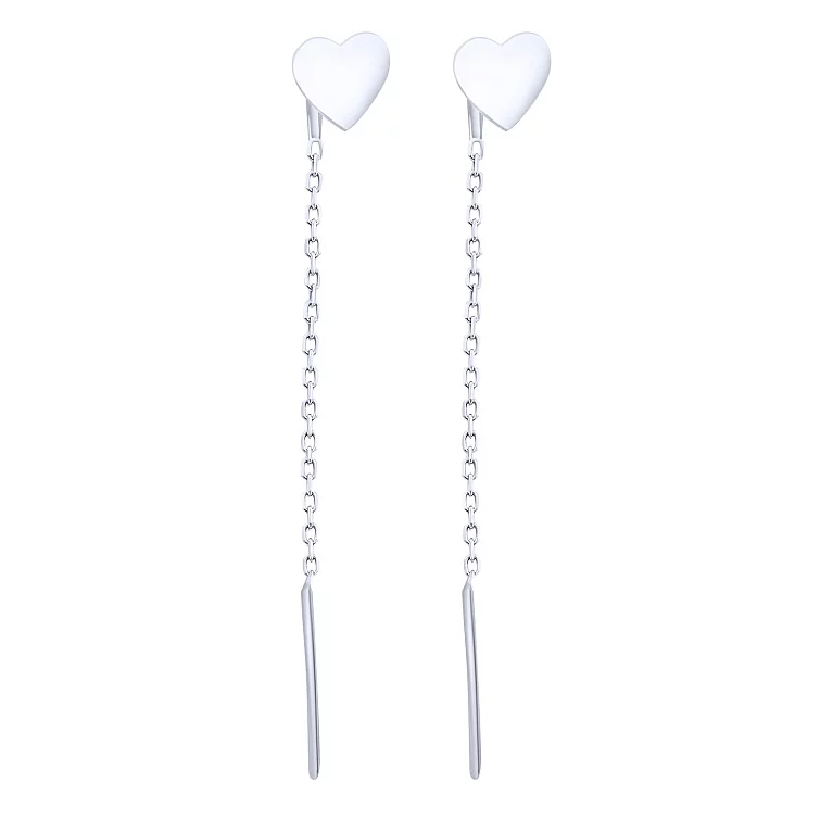 Сережки-протяжки срібні "Серце". Артикул 7502/Ag594сР: ціна, відгуки, фото – купити в інтернет-магазині AURUM