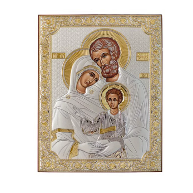 Икона в серебре "Святое Семейство" с позолотой. Артикул P-4/005G/K: цена, отзывы, фото – купить в интернет-магазине AURUM