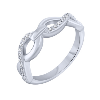 Серебряное кольцо "Цепь" с фианитами - 1960090
