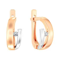 Сережки из комбинированного золота с фианитом - 1107226