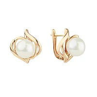 Сережки з перлиною у червоному золоті - 798824