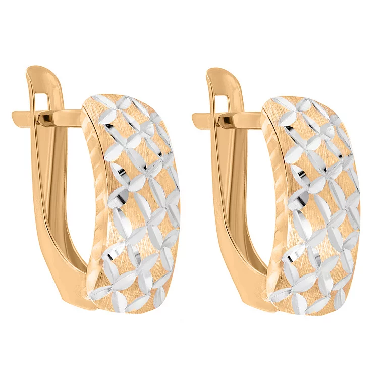 Золоті сережки з алмазною гранню. Артикул 120618: ціна, відгуки, фото – купити в інтернет-магазині AURUM